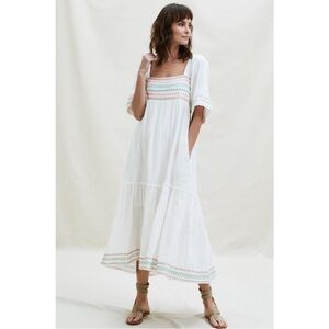 NEW Aspiga Gracie Embroidered Gauze Midi Dress in Julep